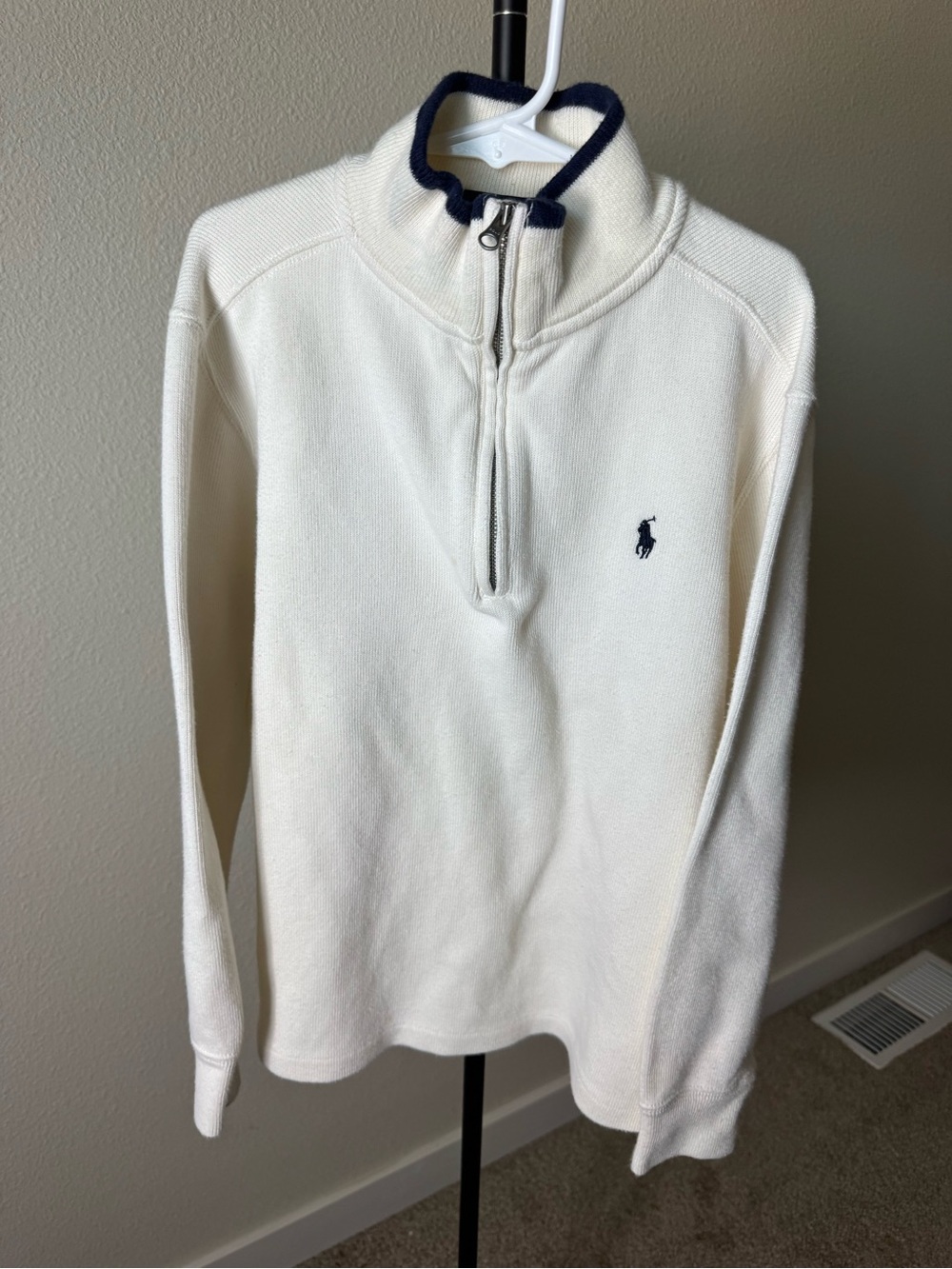 Polo by Ralph Lauren Cream Half-Zip Pullover with Navy Accents